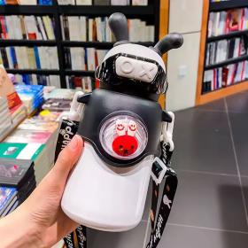 Bouteille Thermos en Acier Inoxydable 500 ml avec Paille, Motif Lapin pour Enfants