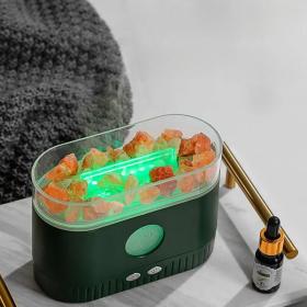 Humidificateur flamme multicolore des huiles essentielles aromatiques en pierre de sel 200ml - موزع روائح الزيوت العطرية باللهب مع صخور الملح الكريستالي 200 مل
