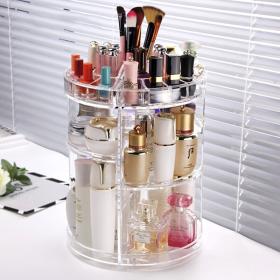 Organisateur de maquillage rotatif à 360 ° en Crystal acrylique